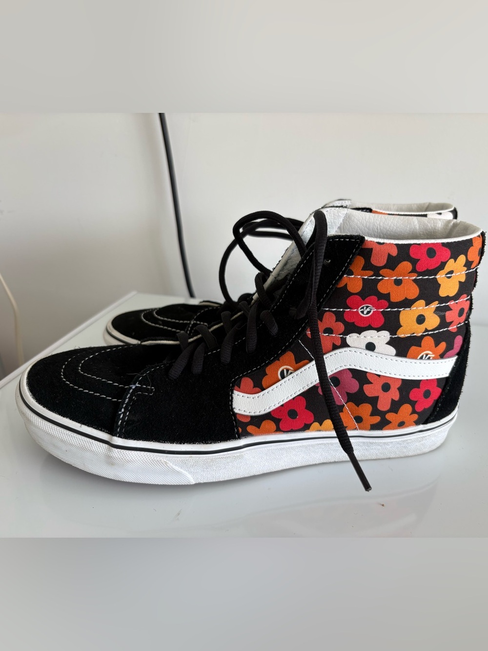Vans High Top Black Floral Print Sneakers 500714 Off The Wall Skate Mens 12